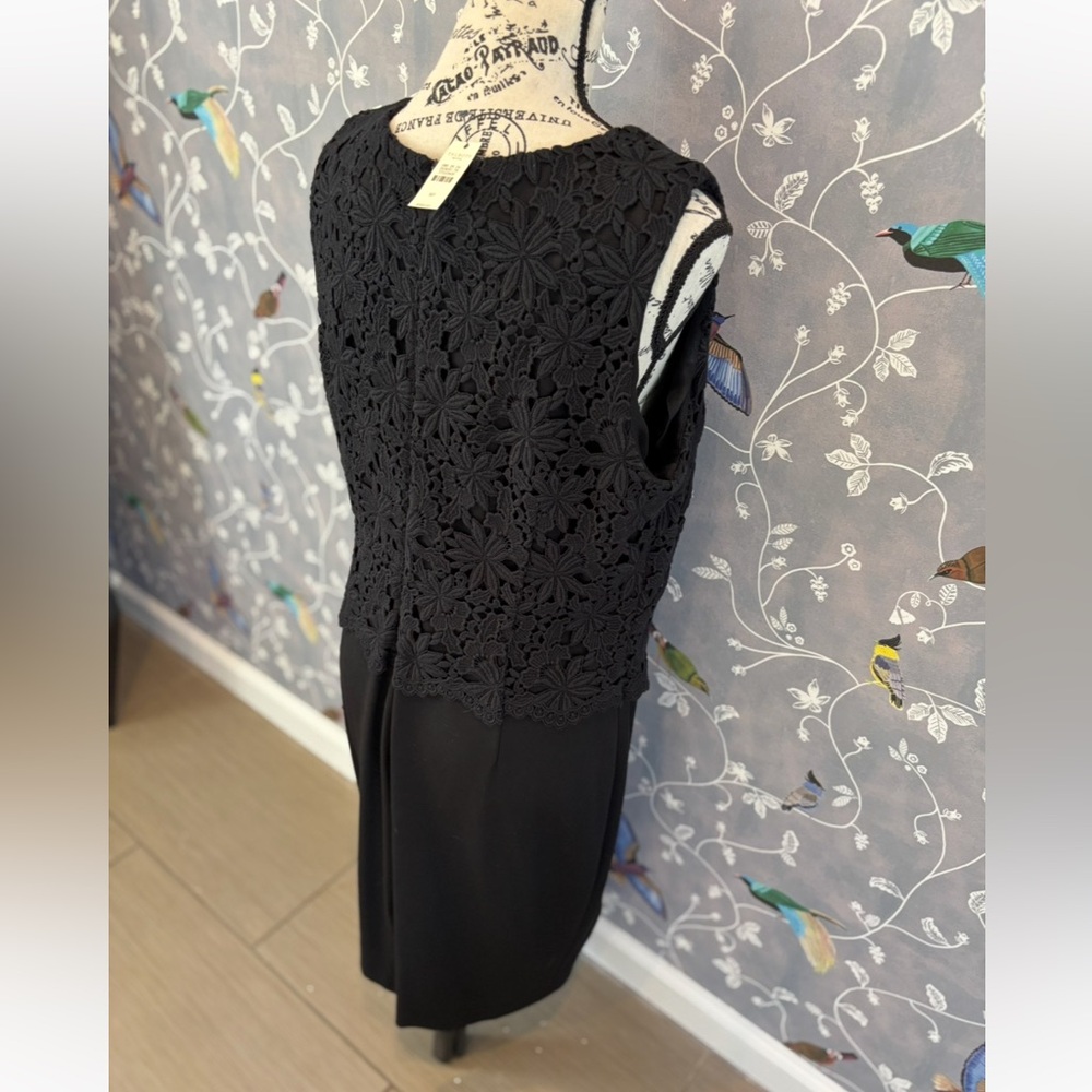 NWT Talbots Black Ponte Floral Embroidered Lace Formal Sheath Dress Women 16P - Picture 8 of 16